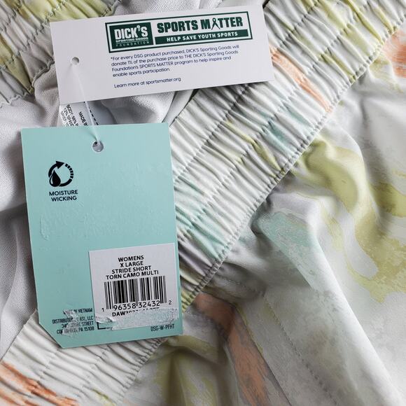 DSG Womens Size XL Mid Rise‎ Stride Run Short Lined Torn Camo Multi New - Picture 5 of 5